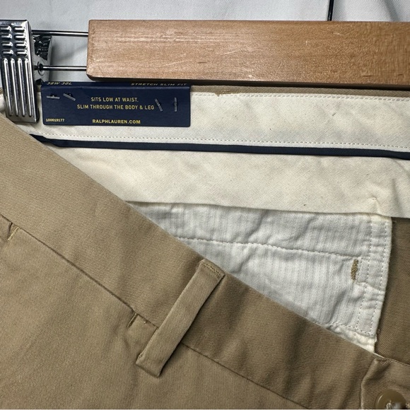 NWT Polo Ralph Lauren Stretch Slim Fit Pants Boating Khaki Chino 38x30.      053 - Picture 10 of 14